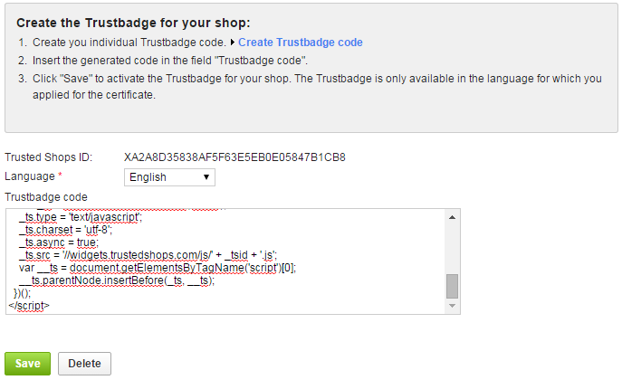 Trustbadge ePages Integration Trustbadge ePages Integration